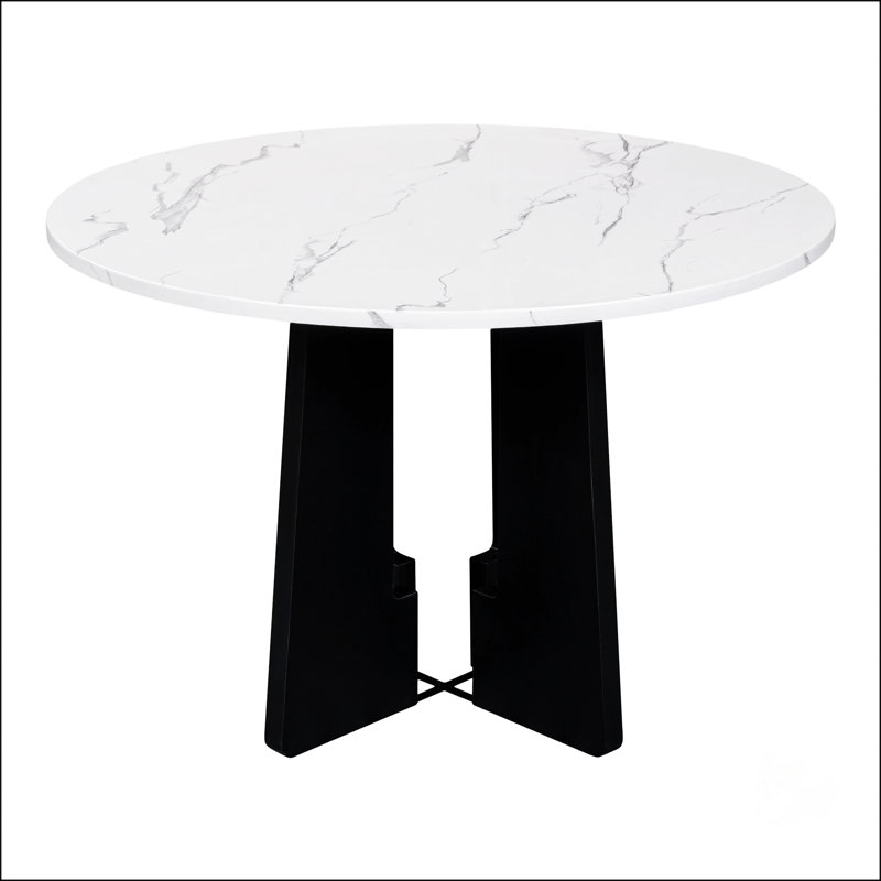 Table de salle à manger ronde, Blanc/Noir