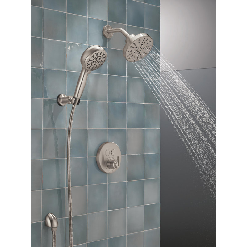Delta Round Contemporary Push-Button Shower Valve Trim, Stainless (Valve Not Included), Stainless