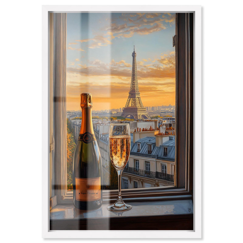«Classy Drink in Paris Shadowbox Print» par Art Remedy, H 37 po x l 25 po, Blanc