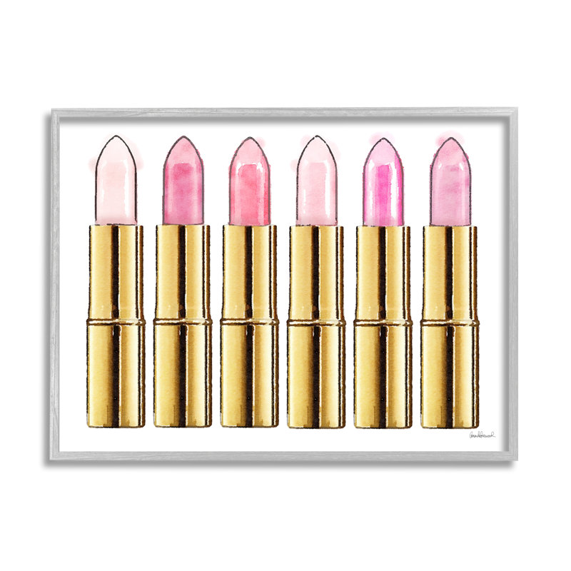 «Pink Gold Rouge à lèvres Glam» par Amanda Greenwood - reproduction d'art, H 16 po x l 20 po, Estampe numérique Farmhouse