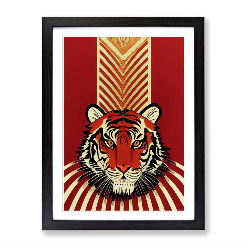 Tiger Nouveau - Framed Print, Black Framed, 34cm H x 25cm W x 2cm D