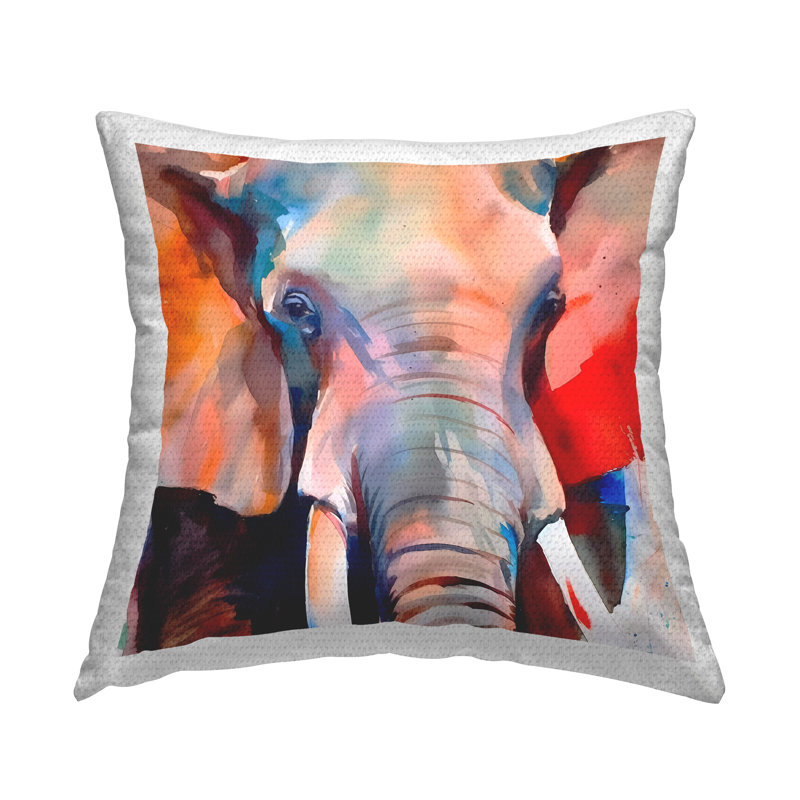 Coussin d'extérieur à imprimé éléphant Modern