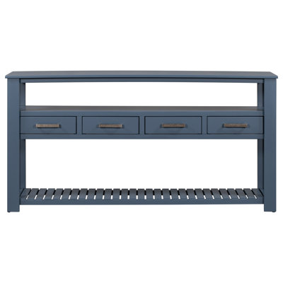 62.2'' Modern Console Table Sofa Table Hallway Table With 4 Drawers and 2 Shelves Wood Console Table