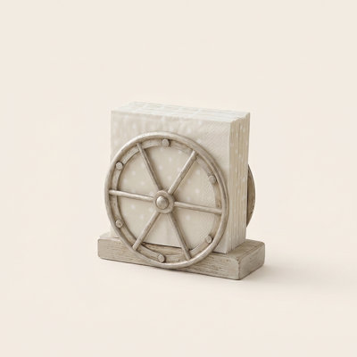 Porte-serviettes de table Wagon Wheel - Organisateur de serviettes de table décoratif en métal rustique Farmhouse pour table de salle à manger, cuisine et comptoir