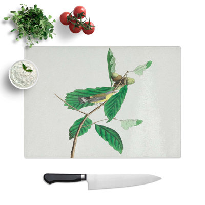 Tempered Glass Warbler Bird by John James Audubon Chopping Board