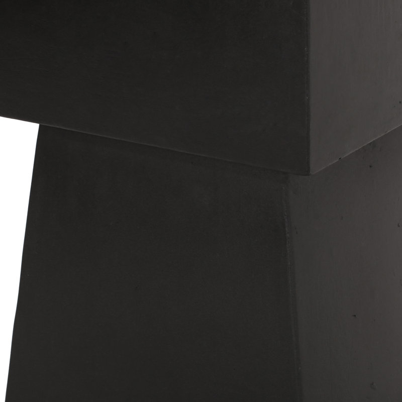 Matte Black Geometric Concrete Outdoor Side Table