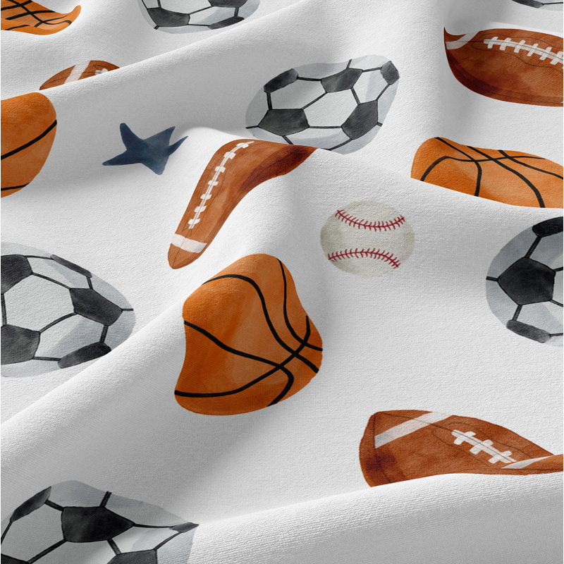 Watercolor Sports Theme Brushed Microfiber 3 Piece Twin Sheet Set