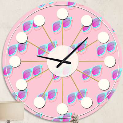 Horloge murale rose Mid-Century