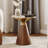 Sculra Modern 22" Gray & Gold Pedestal End Table With Sintered Stone Top