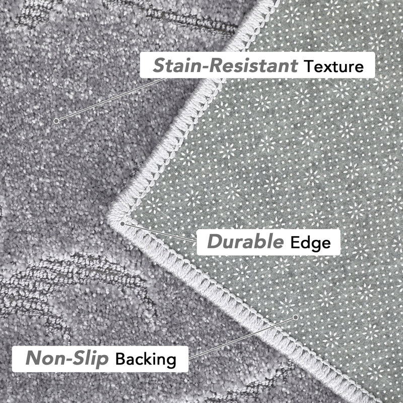 Polyester Area Rug in Gray, Rectangle 9' x 12'