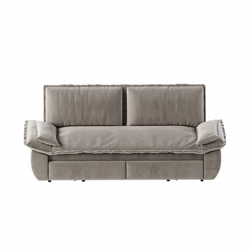 Canapé-lit convertible 3-en-1, Velours - gris