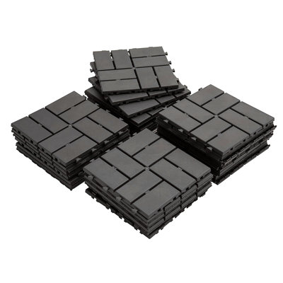 Carreaux de terrasse à emboîtement de patio, paquet de 9 tuiles de terrasse carrées composites de 12 po x 12 po, carrelage extérieur en plastique à carreaux pour terrasse