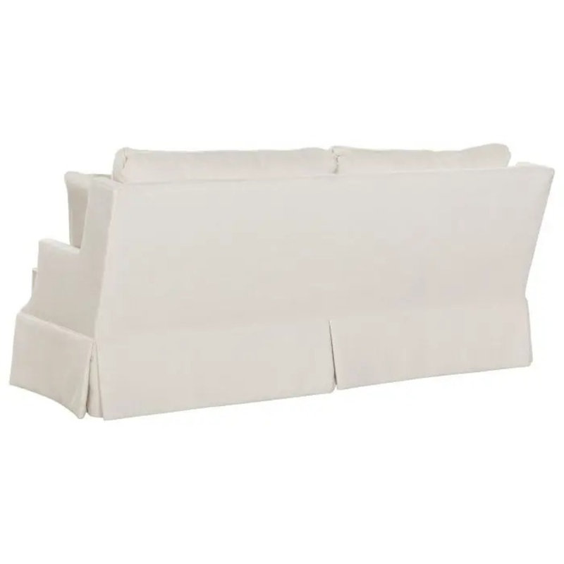 Savannah 87.5" Recessed Arm Slipcovered Sofa with Reversible Cushions, Snow Polyester