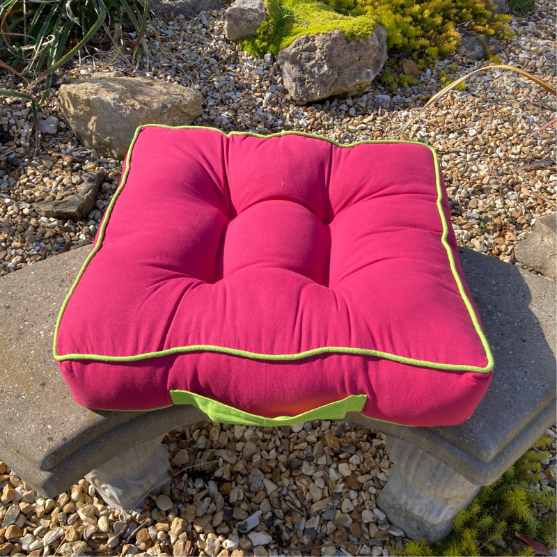 Tom Indoor / Outdoor Grey Square Floor Cushion, Pink