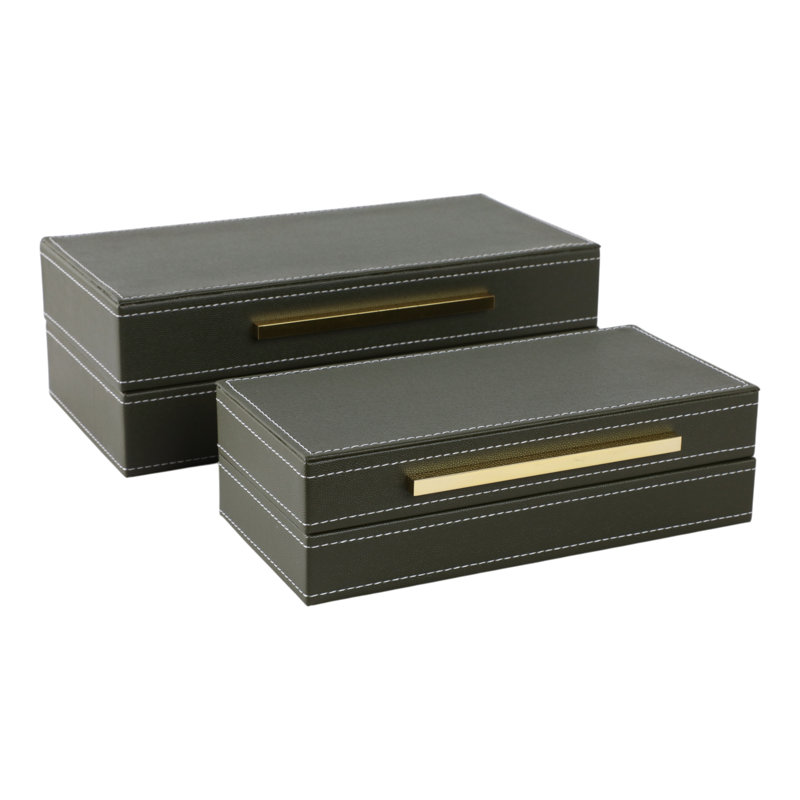 Boîte de rangement décorative en simili cuir avec couvercle Latiara