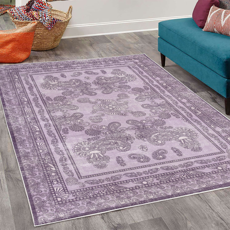 Tapis décoratif en fibre de polyester à haute densité Maghutte, Rectangle 4 pi x 5 pi 5 po