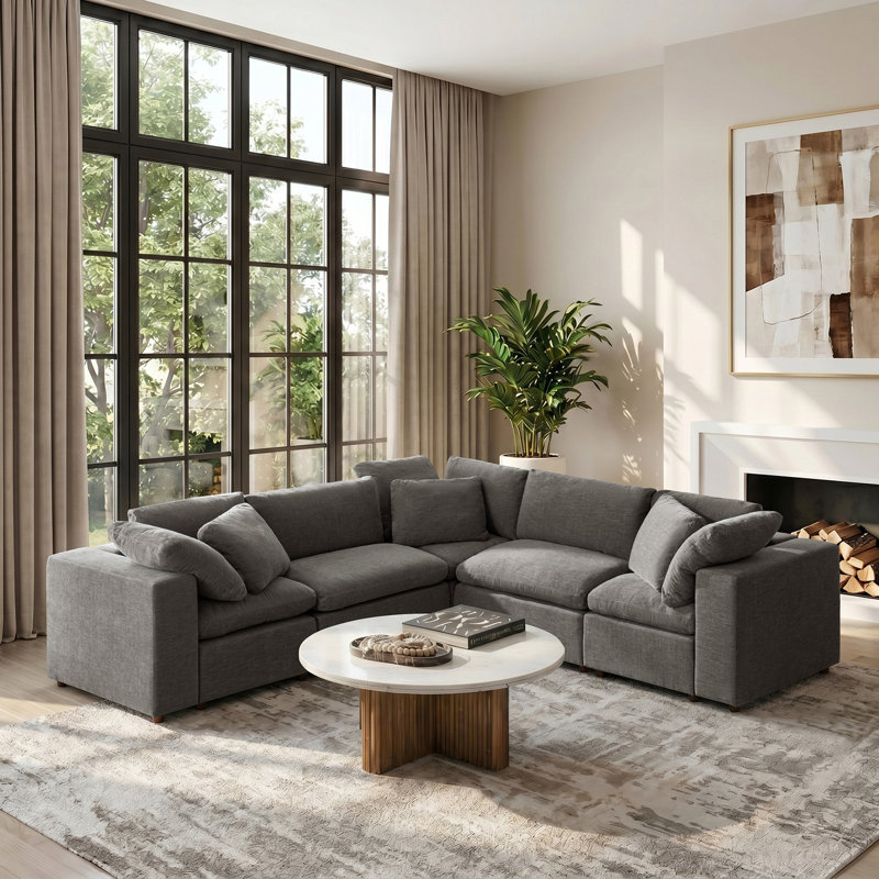 Canapé modulaire rembourré Alberto, Gray Polyester