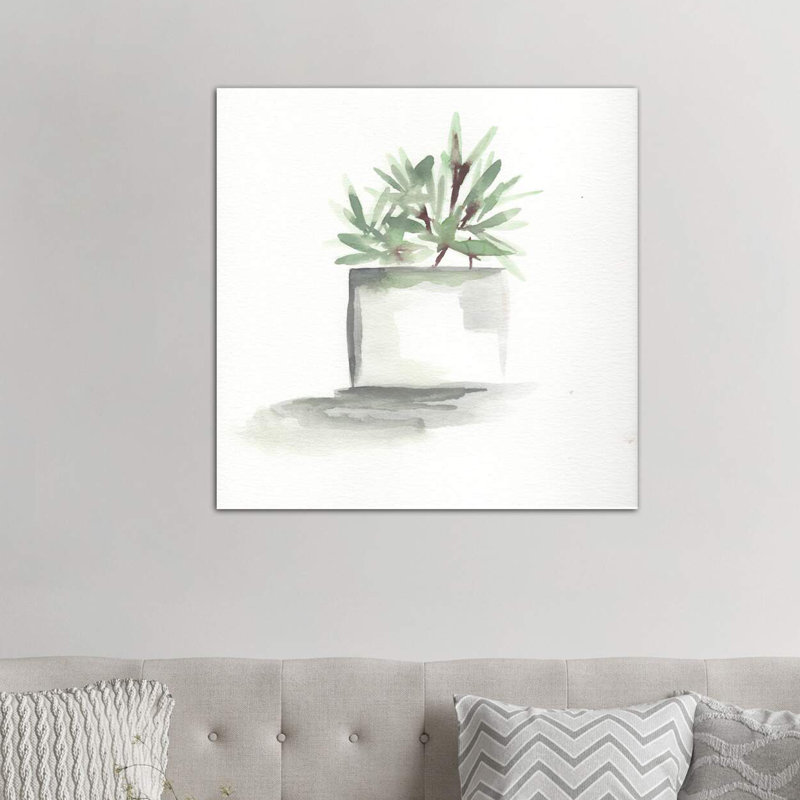 « aquarelle-cactus still life iv », peinture, H 12 po x l 12 po x P 0,75 po, Toile tendue