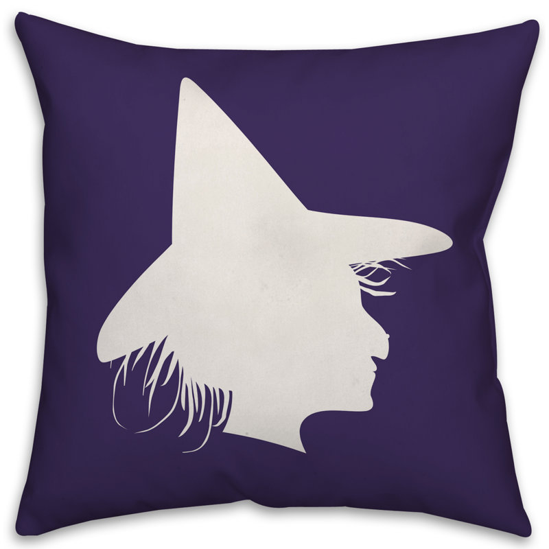  Coussin Witch, 18 po x 18 po, Utilisation intérieure/extérieure, Mauve / Blanc