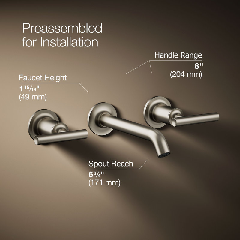 Purist® Wall-Mounted Bathroom Faucet, Vibrant Brushed Nickel, Lever Handle