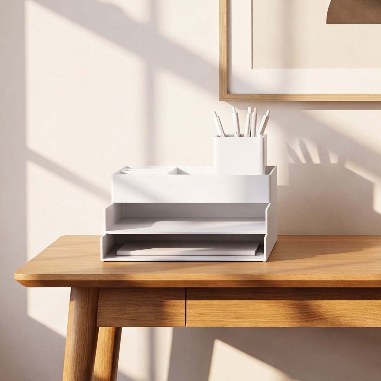 Super Stacked Desk Organizer, White