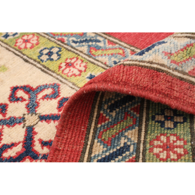 Tapis unique en laine noué à la main rouge Gazni des années 2010 de 6 pi 11 po x 9 pi 8 po Qaiden