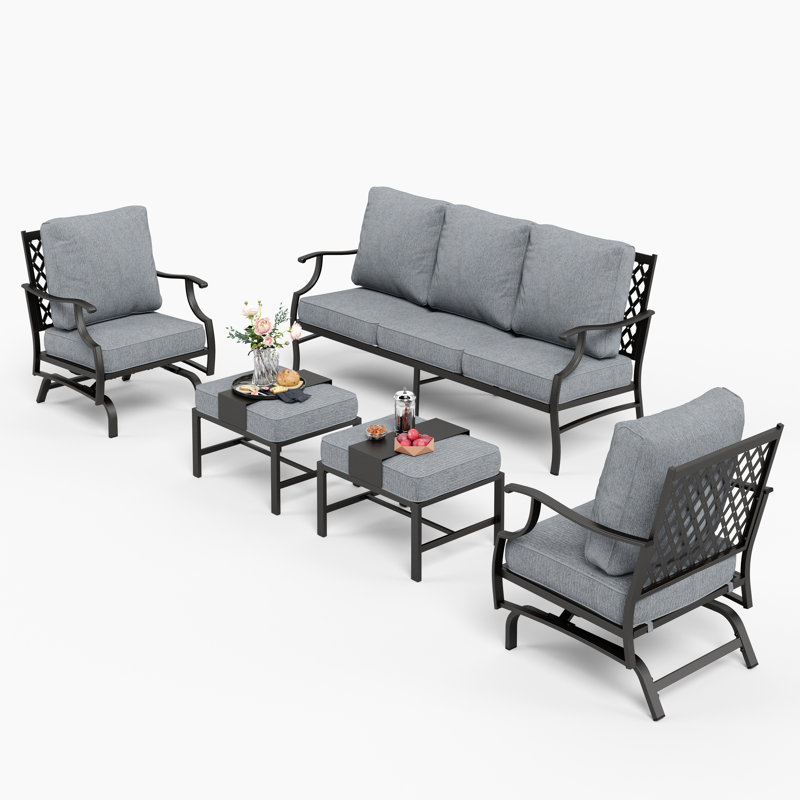 Asfand Patio Conversation Set, Gray, No
