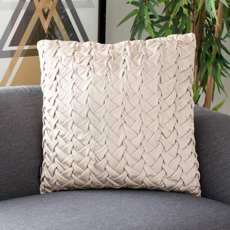 Velvet Reversible Throw Pillow, Beige