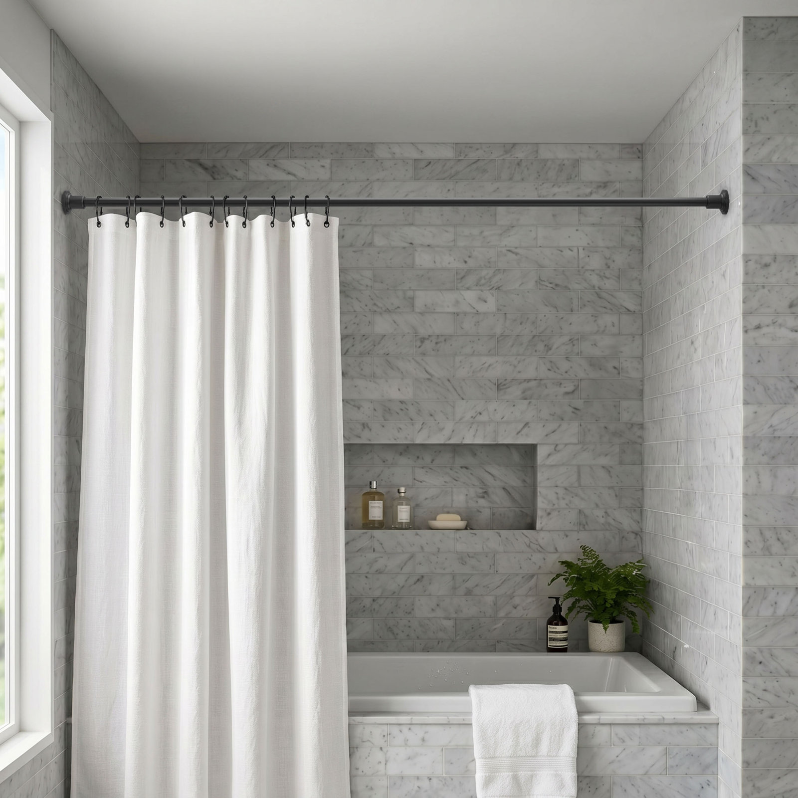 Marina Shower Curtain Rod, Matte Black