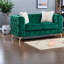 Canapé à compression, velours vert, Chesterfield