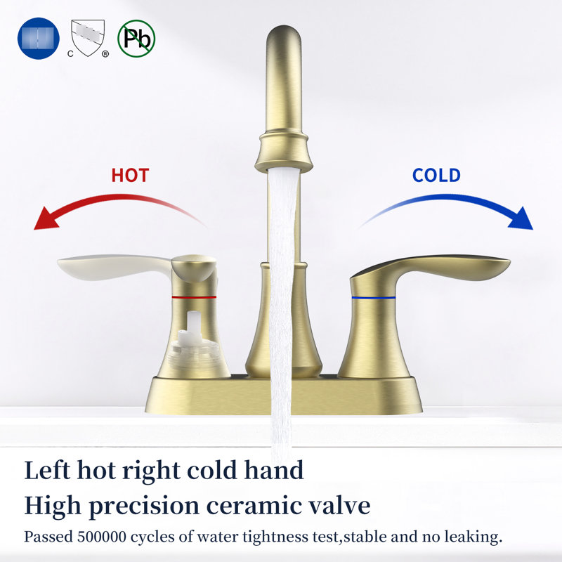 Brushed Gold Bathroom Faucet With 360 Degree Rotation Spout, 2, Pop-Up Drain & Supply Hoses For 4 Inch Rv Sink Vanity