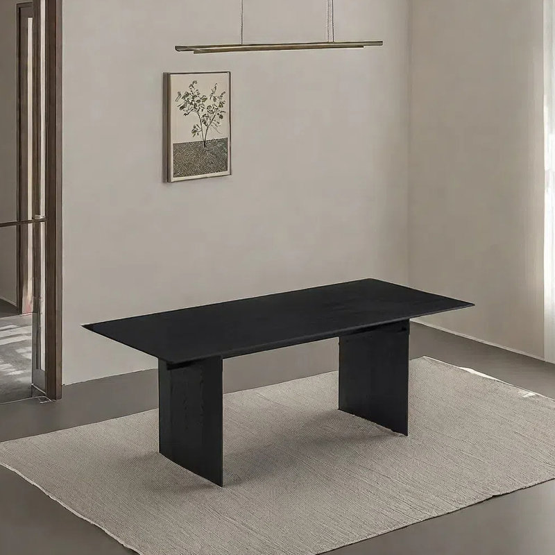Vintage natural solid wood dining table, 28.74"H x 86.61"L x 37.4"W, Black
