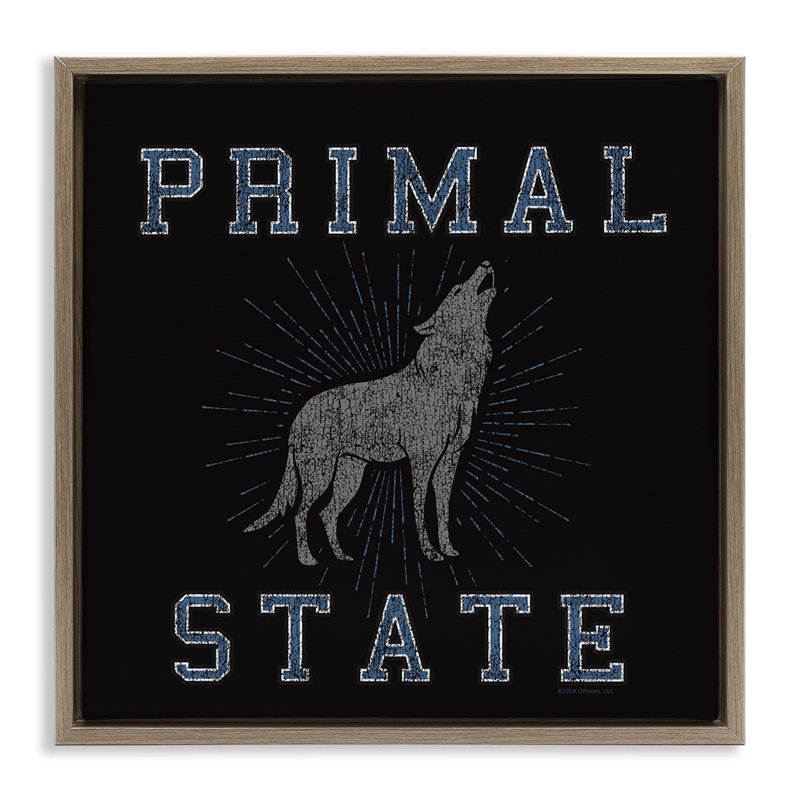 Art mural sur toile Primal Wolf State par Spirit Animals / Life Is High, H 18 po x l 18 po, Cadre flottant orme Montalcino