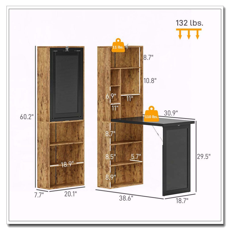 Bureau convertible pliable avec tableau noir