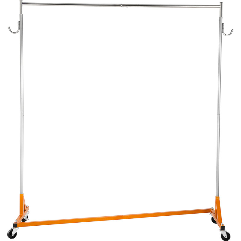 Orange Heavy-Duty Adjustable Rolling Garment Rack with Lockable Casters