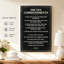 Toile, reproduction d'art classique, dix commandements sur toile, fond noir, typographie blanche, toile tendue avec châssis pour bureau personnel