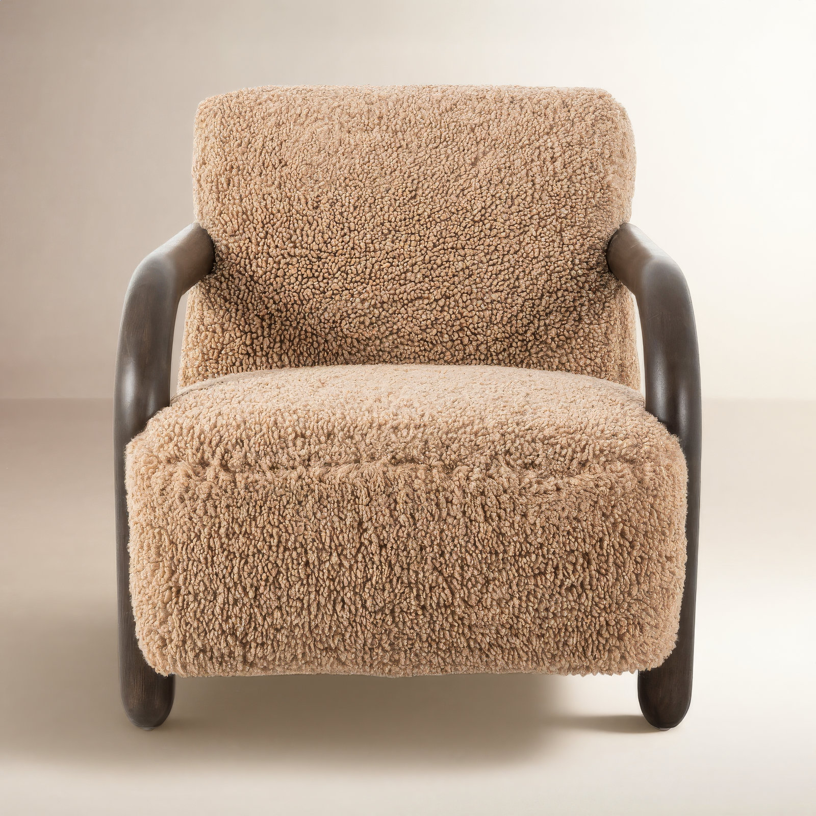Risco Shearling Accent Chair, Andes Toast Polyester, Burnt Birch, Burnt Birch