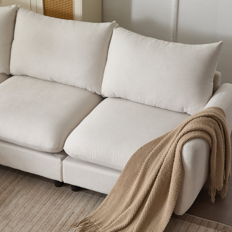Ryder Modular Sectional Sofa, 34" H x 99.5" W x 67" D, White Sand Polyester Blend
