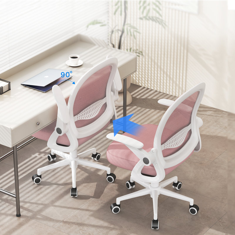 Desk Chair, White/Pink