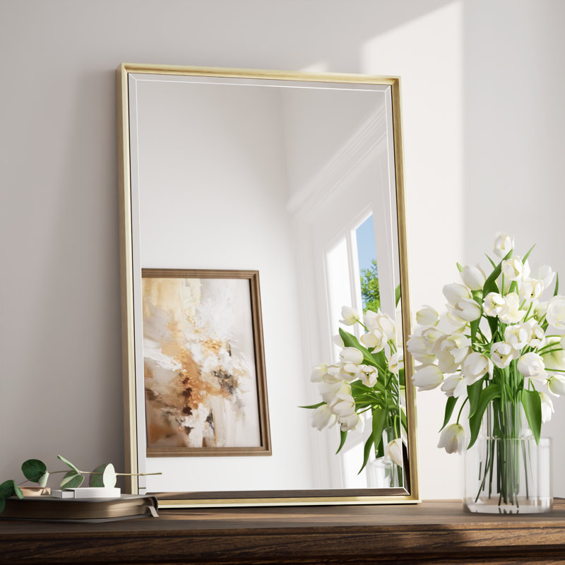 Miroir de salle de bain Areiona, 16 po x 24 po, Or brossé