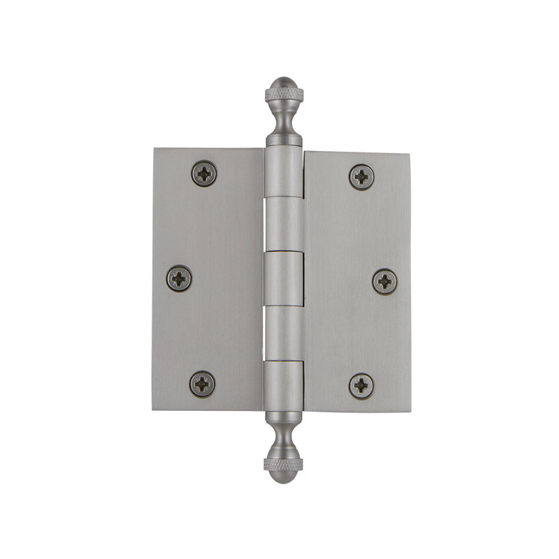 3.5'' x 3.5'' Brass Butt Bearing Hinge, Satin Nickel