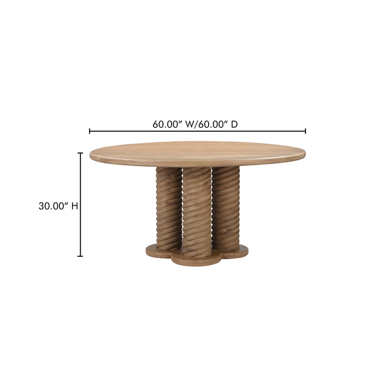 Treccia Round Solid Oak Dining Table