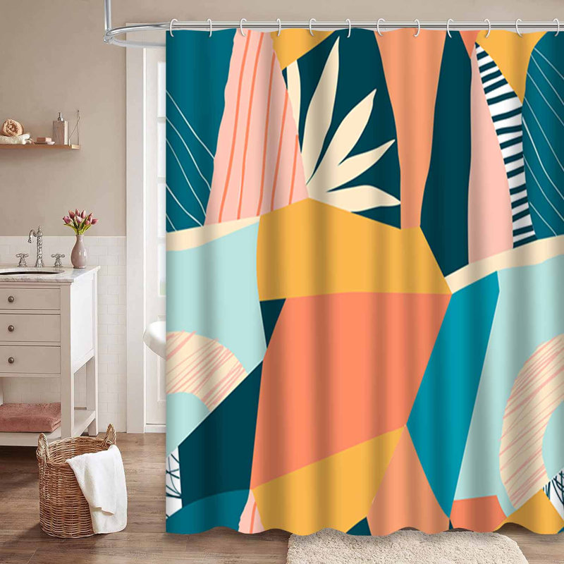 Rideau de douche à motif floral exotique avec 12 crochets JungleCollage, L 72 po x l 84 po