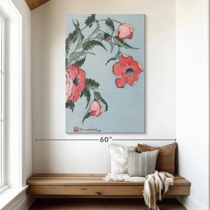 Coquelicots au vent, H 51 po x l 34 po