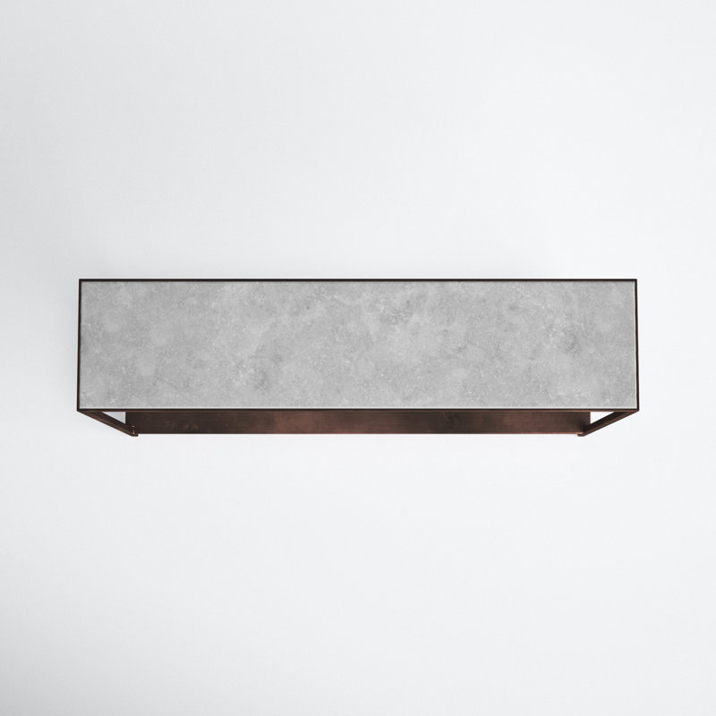 Henriette Contemporary 42'' Brown/White Marble & Metal Console Table with Storage