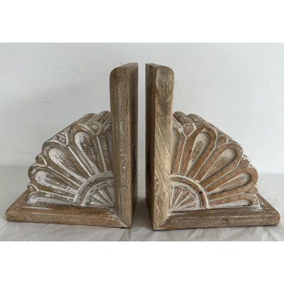 Serre-livres floral en bois
