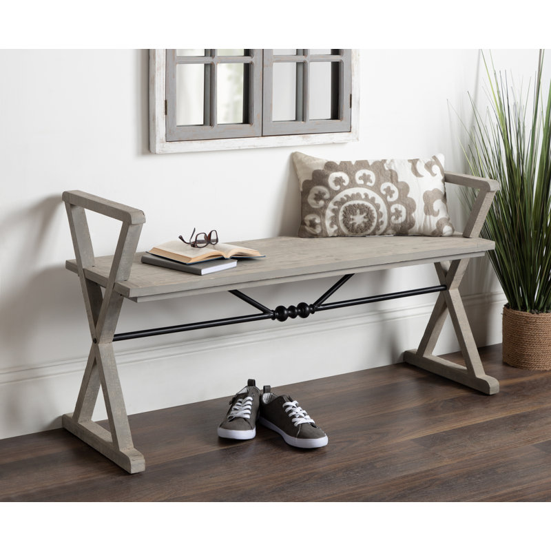 Petrin Entryway Bench, Gray, 25" H x 48" W x 15" D