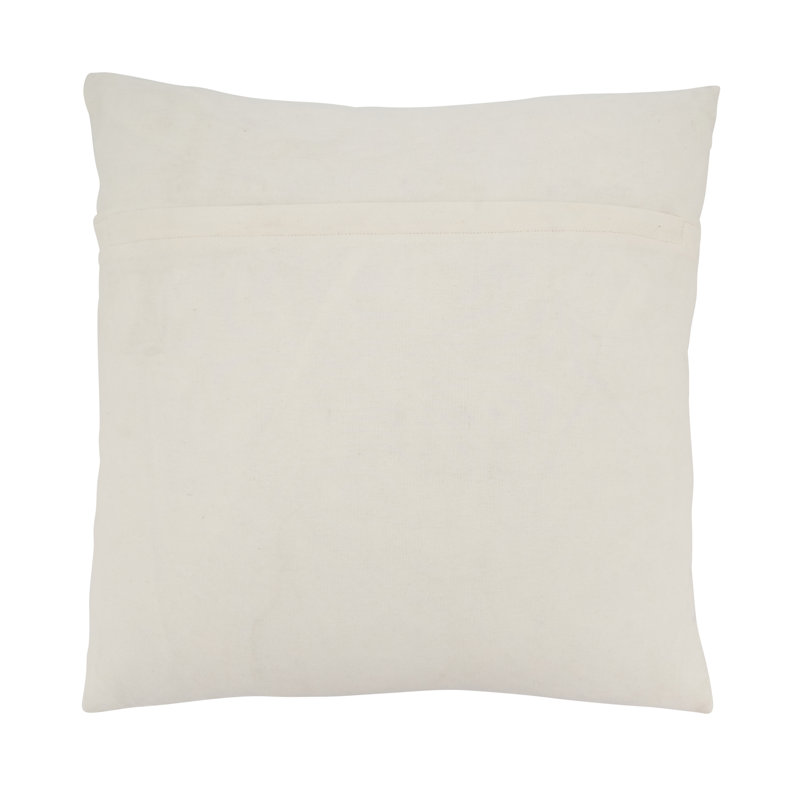 White Embroidered Cotton Square Throw Pillow