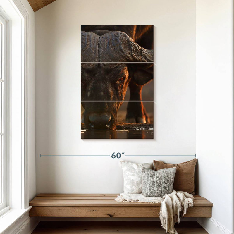 Brampt Drinking Cape Buffalo, 45" H x 28" W