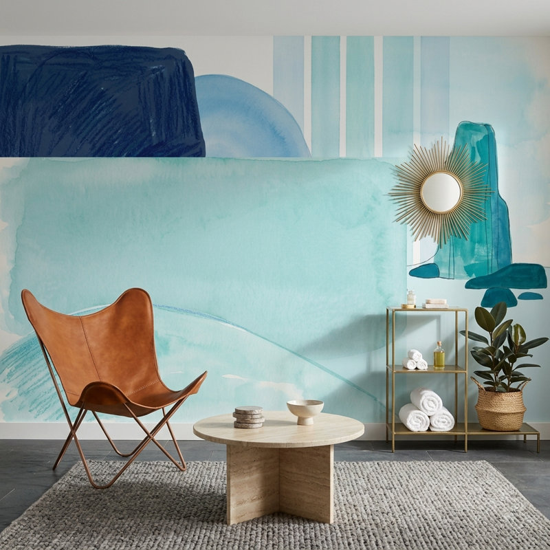 Papier peint blanc avec décoration murale abstraite amovible, Peler et coller, 200 po x 120 po